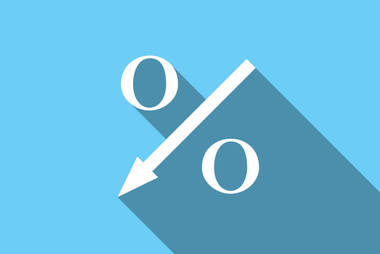 percentage downward arrow
