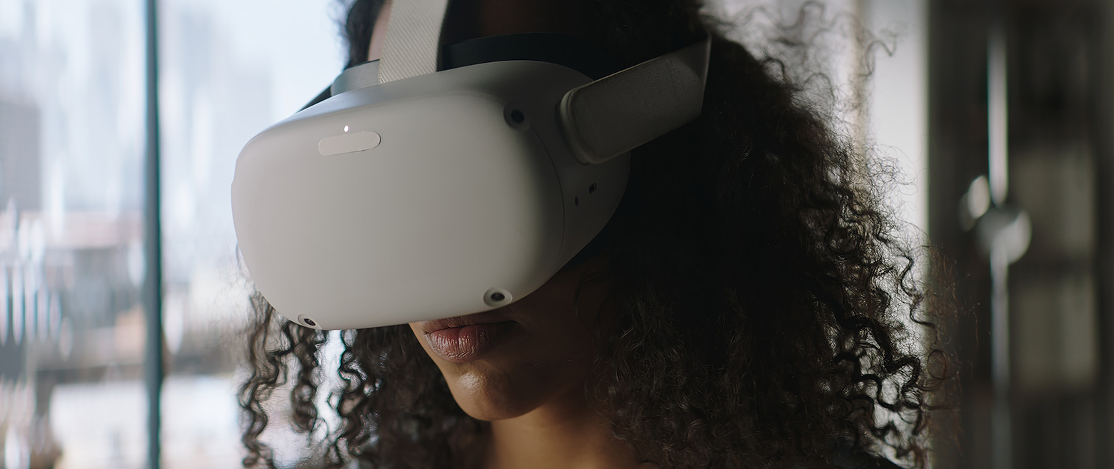 Woman wearing virtual reality glasses