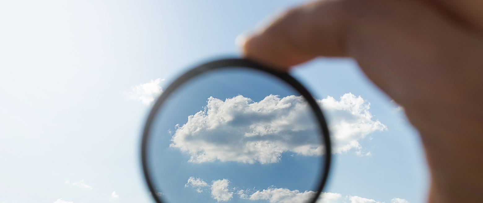  Looking at cloud in the sky through a lens.