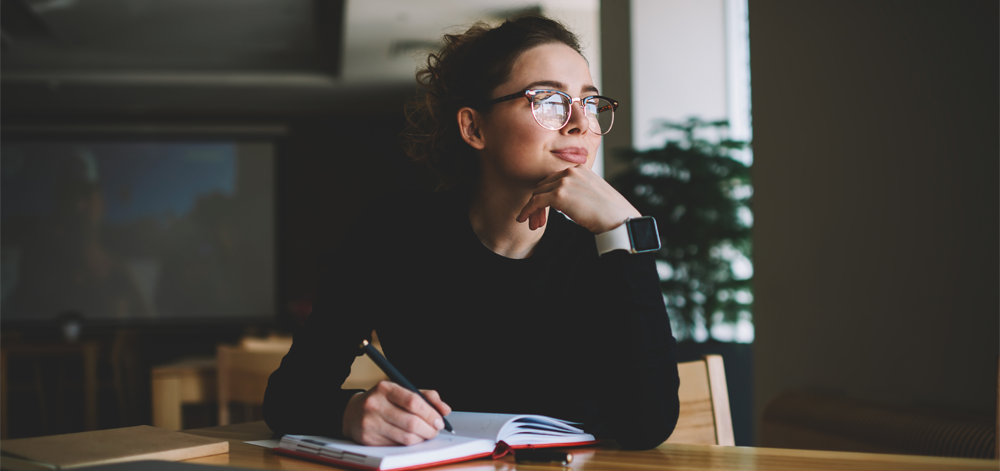 A woman writing