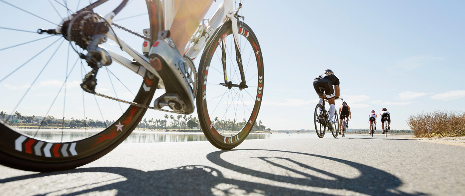 Image of a triathlete riding a bike