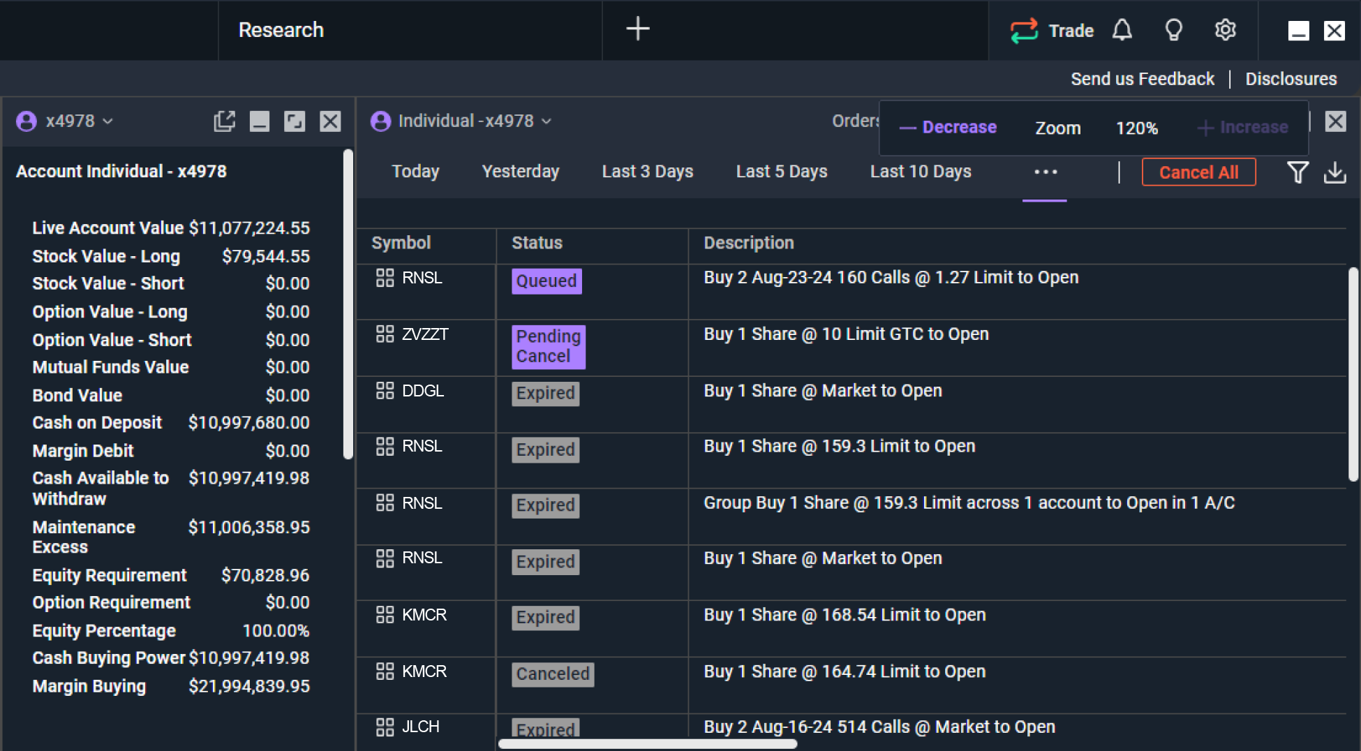 The zoom in enhancement on Power ETRADE Pro