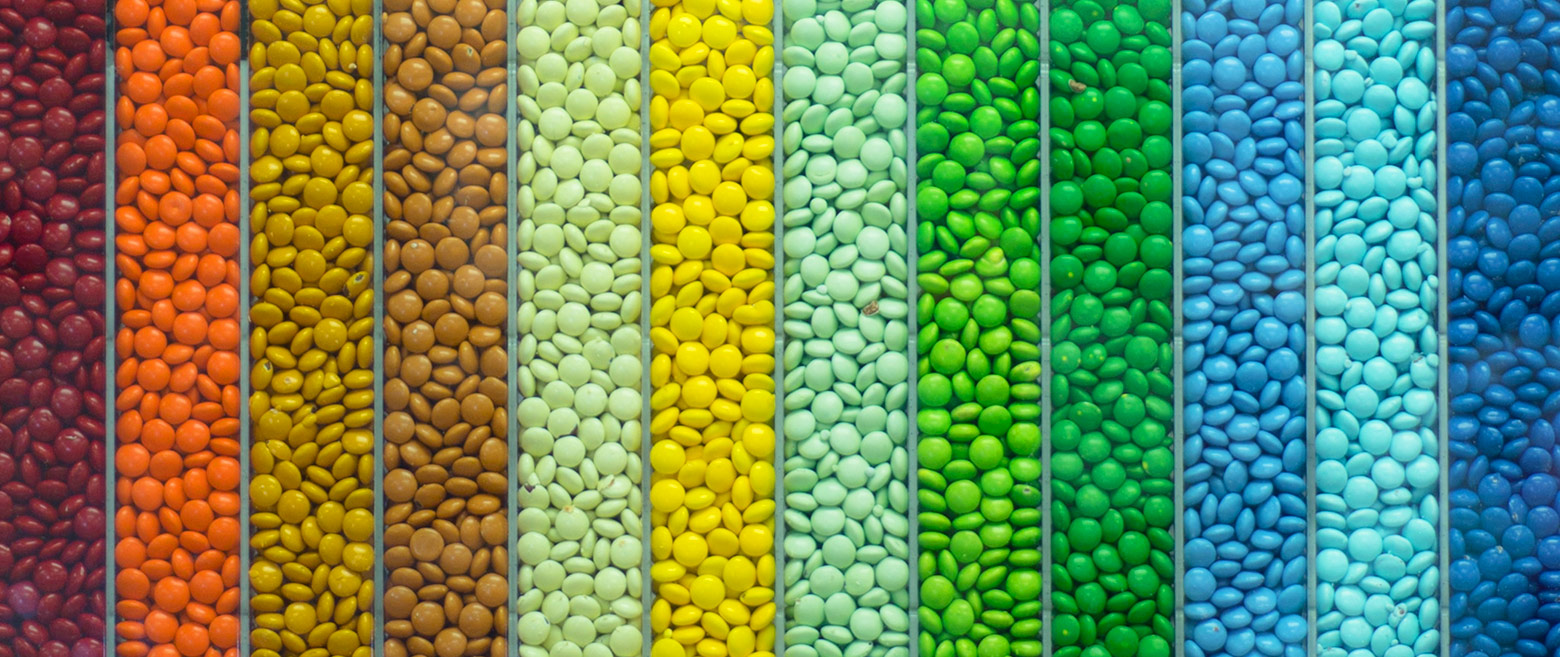 Bird's eye view of different colored pebbles