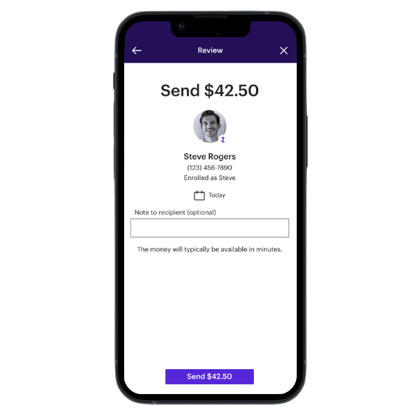 Select your recipient on the E*TRADE mobile ap