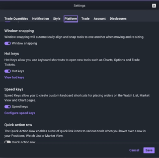 Platform mode selection on Power ETRADE Pro