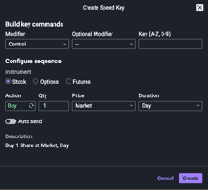The auto send toggle on ETRADE Pro