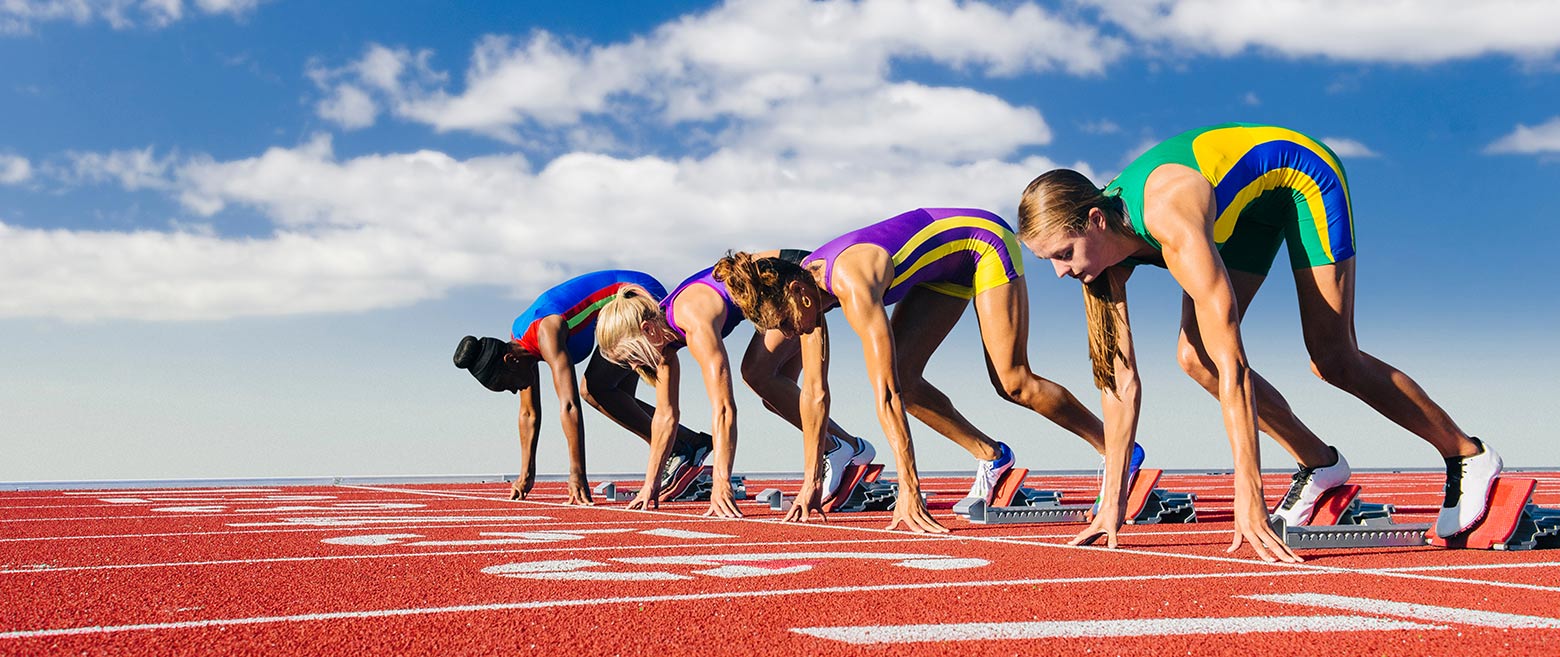 Track runners on the starting line