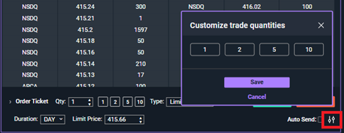 Screen grab of market depth enhancements