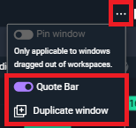 Screen grab of quick actions menu
