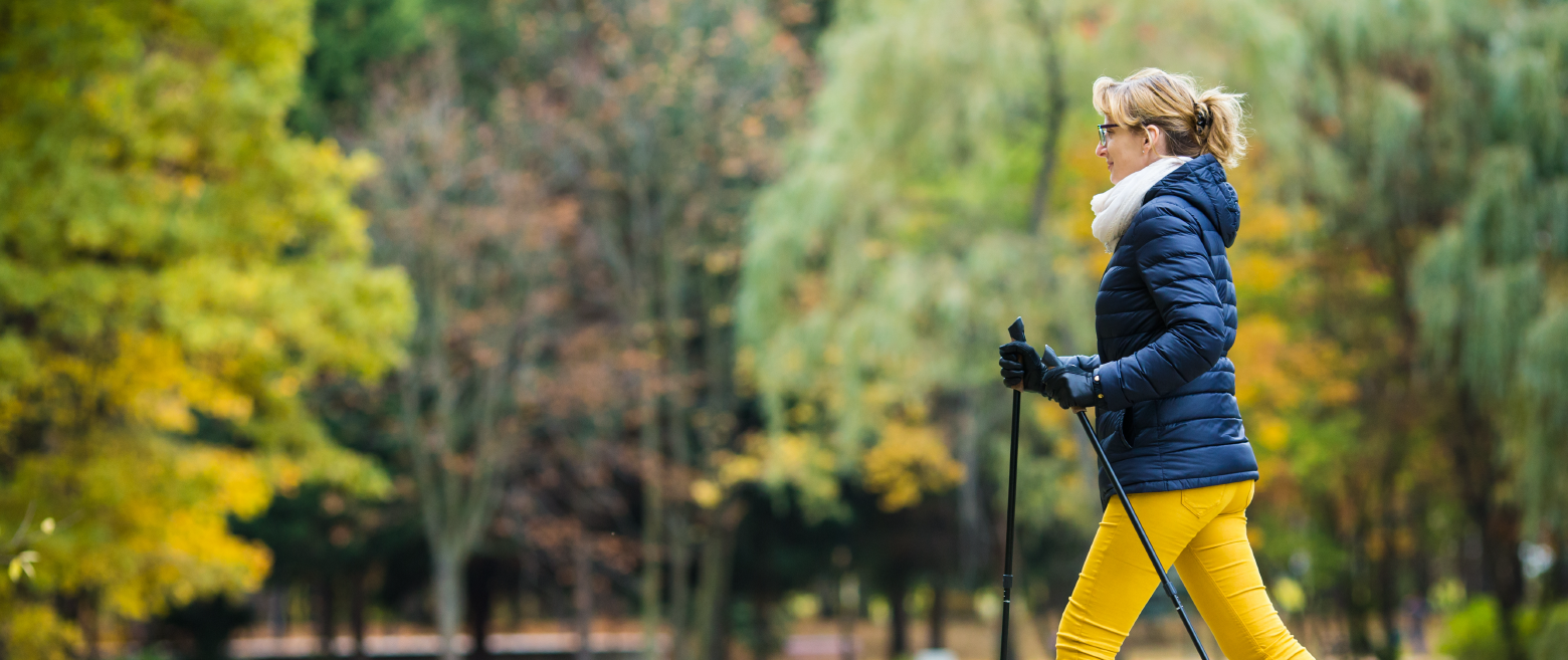 Woman walking on trail