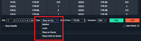 Screen grab of market depth enhancements