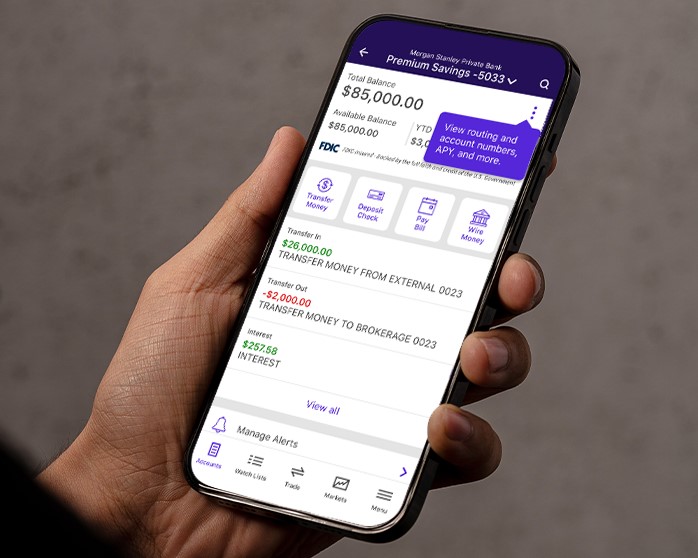 E*TRADE mobile app showing a Premium Savings Account