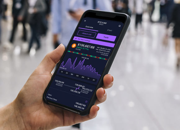 E*TRADE mobile experience showing the crypto trading screen