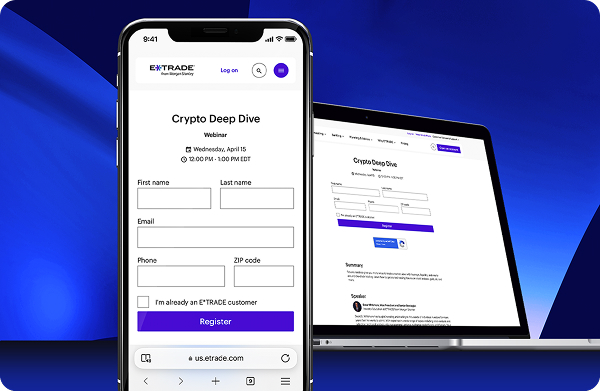 E*TRADE's webinar registration page