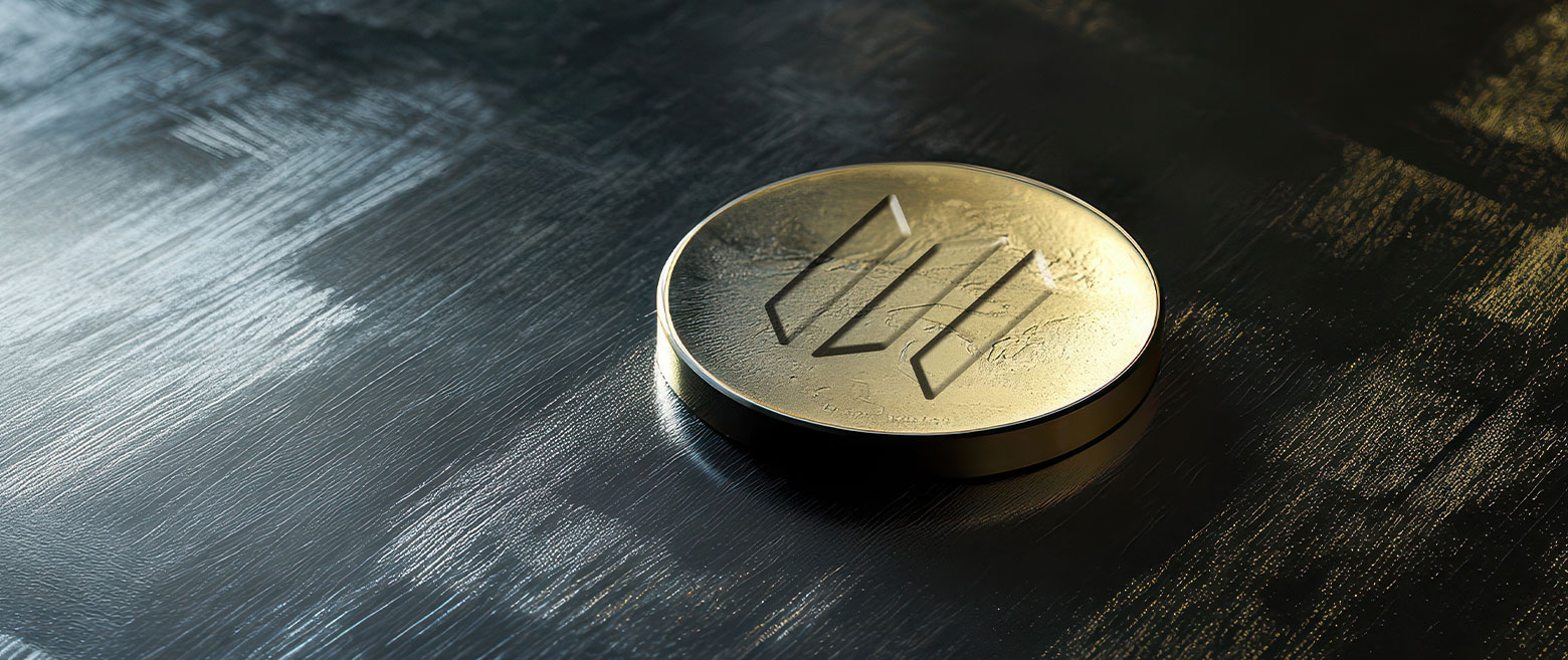 a physical coin to represent digital currency