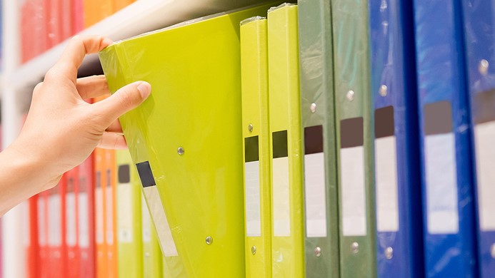 Collection of colorful binders