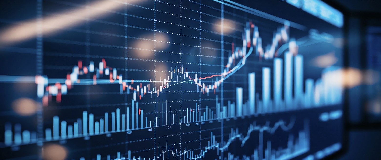 digital screen with charts