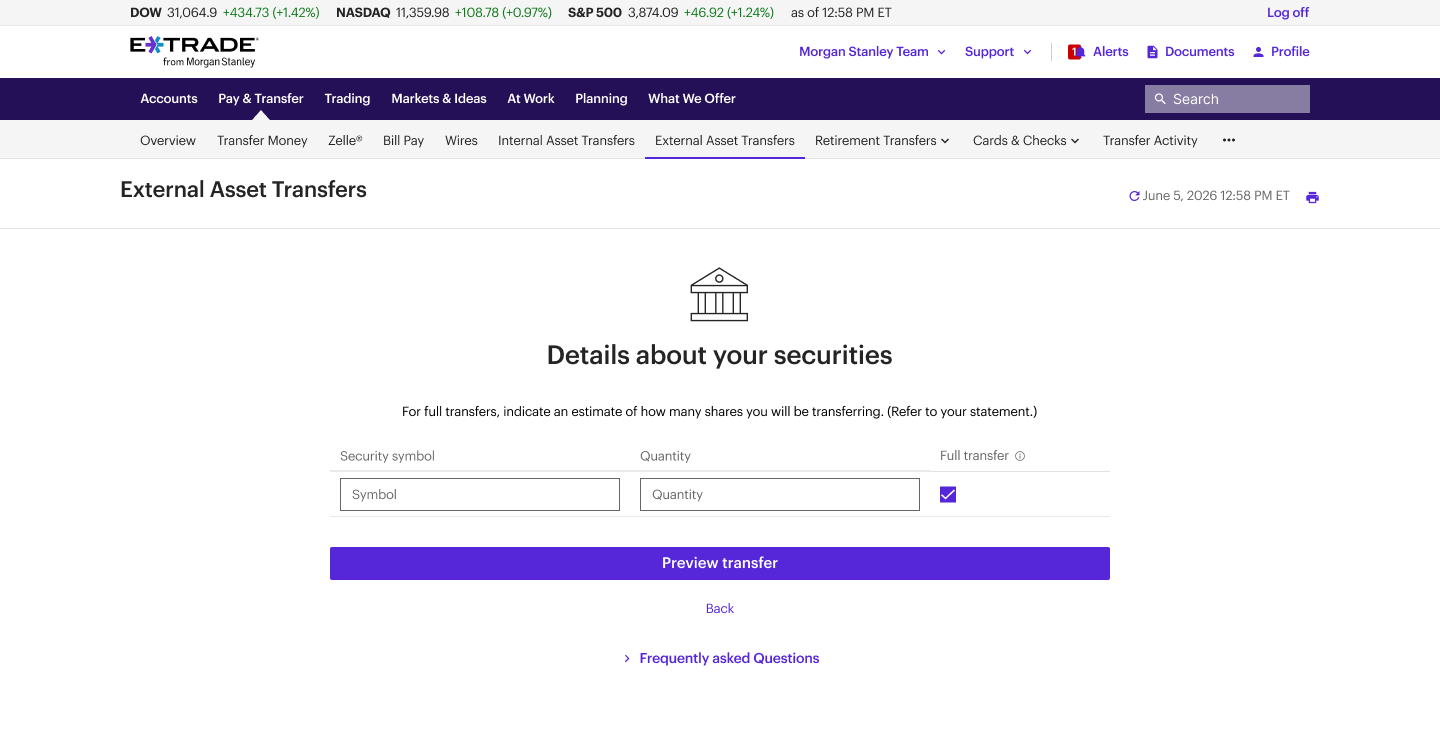 Screenshot of Securities