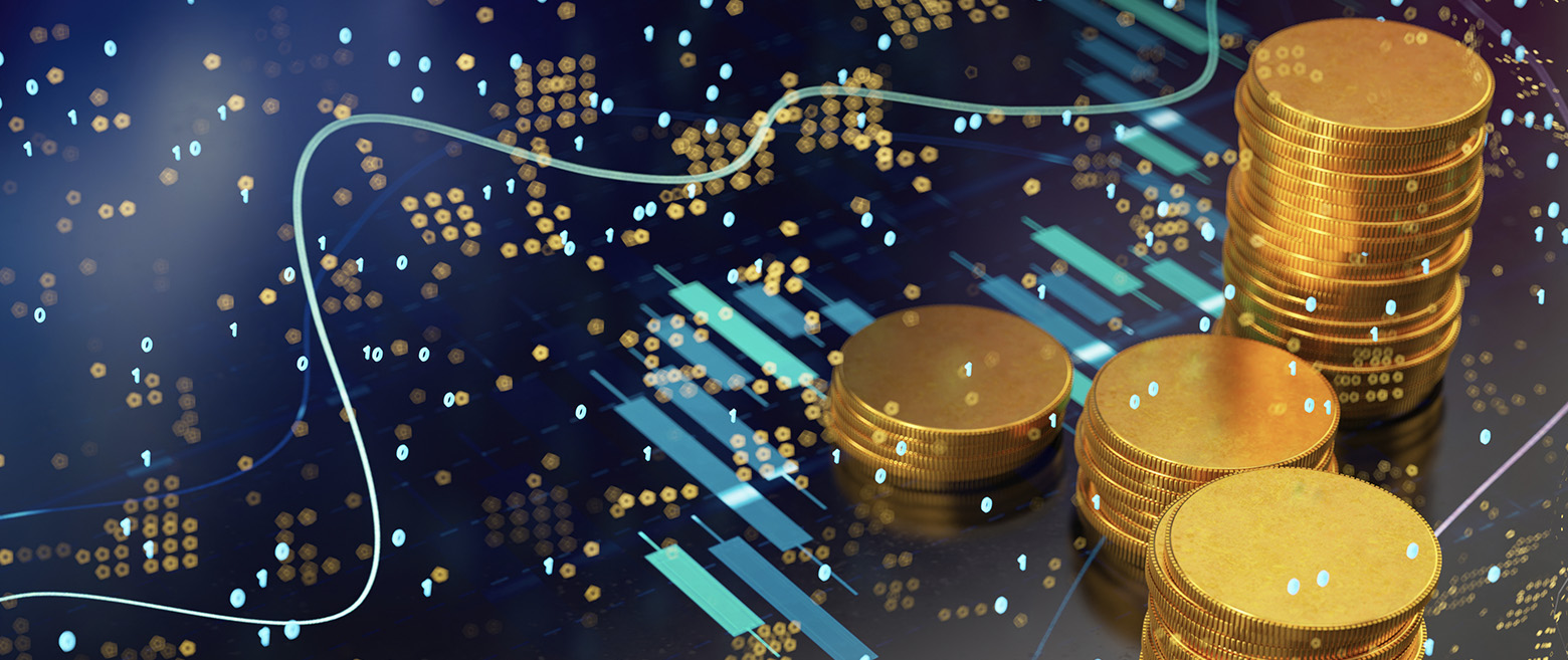 Visualization of a stack of gold coins