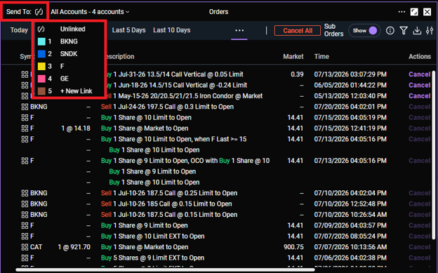 Screengrab of linking orders tool with other platforms