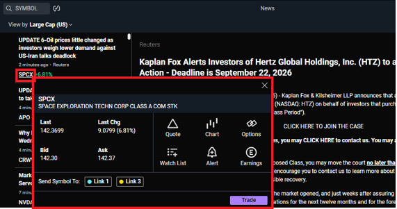 Screengrab of news tool