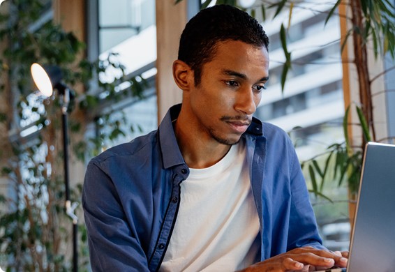 Man looking at computer