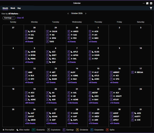 Screengrab of calendar