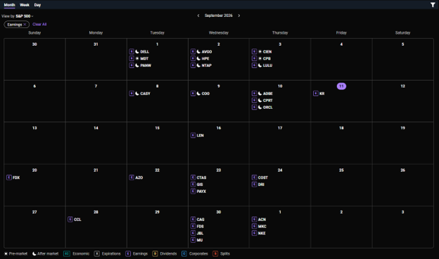 Screengrab of calendar