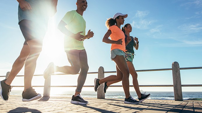 Four people running