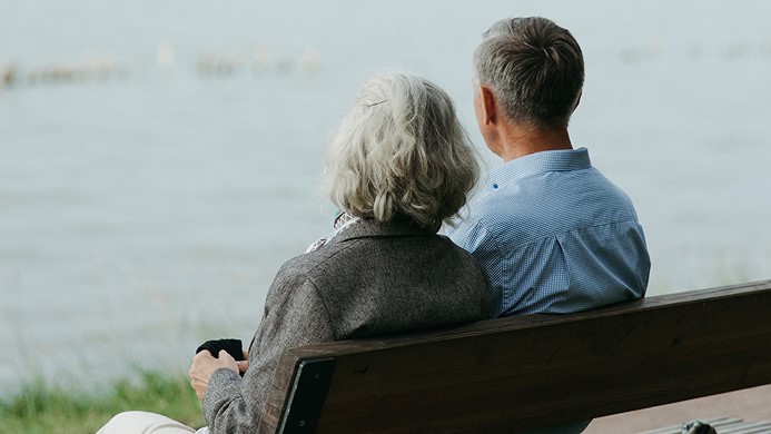 Couple looking out at water