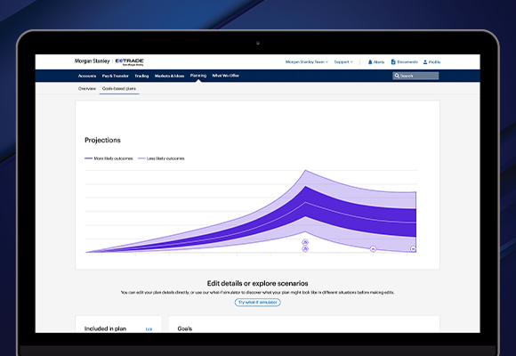 Screen showing E*TRADE's retirement planning tool