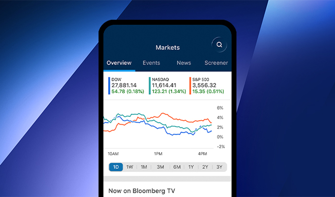 E*TRADE mobile app on an iPhone showing stock charting for a brokerage account