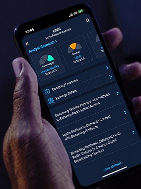 Phone showing analyst research on E*TRADE mobile app