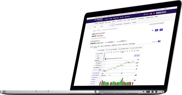E*TRADE web on a laptop